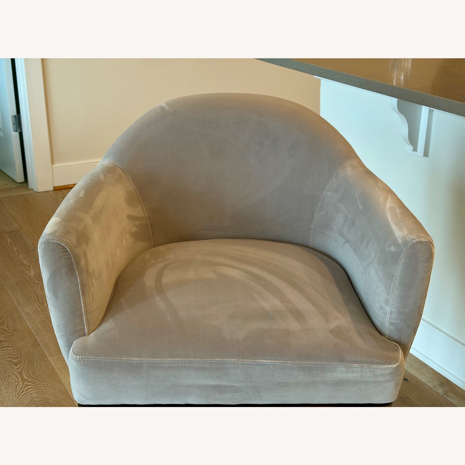 Frontgate Light Gray Velvet Stools - image-5
