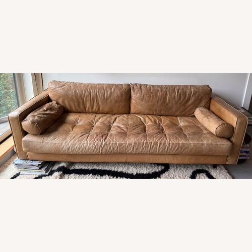 Used Article Sven Light Brown Leather 3+ Seater Sofa for sale on AptDeco
