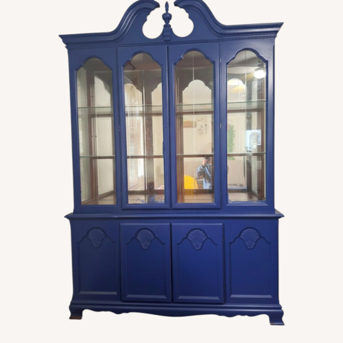 Used Raymour & Flanigan Blue Wood Armoire for sale on AptDeco