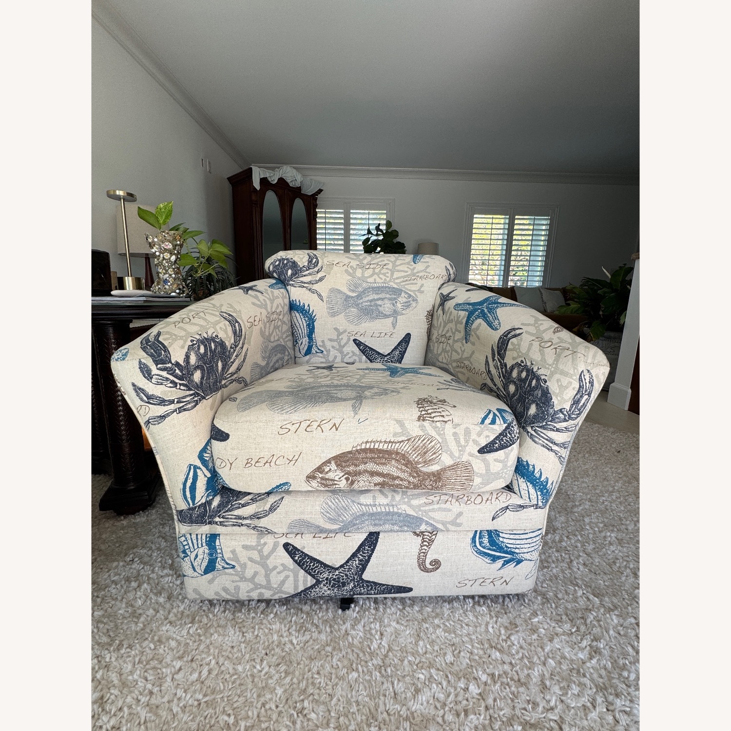 Custom Club Chairs | Coastal Nautical Print - image-3