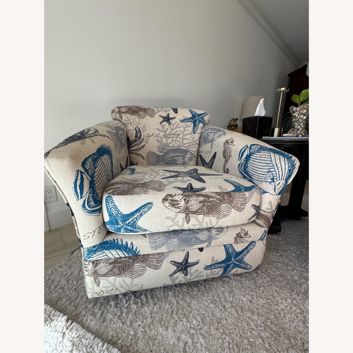 Custom Club Chairs | Coastal Nautical Print - image-2