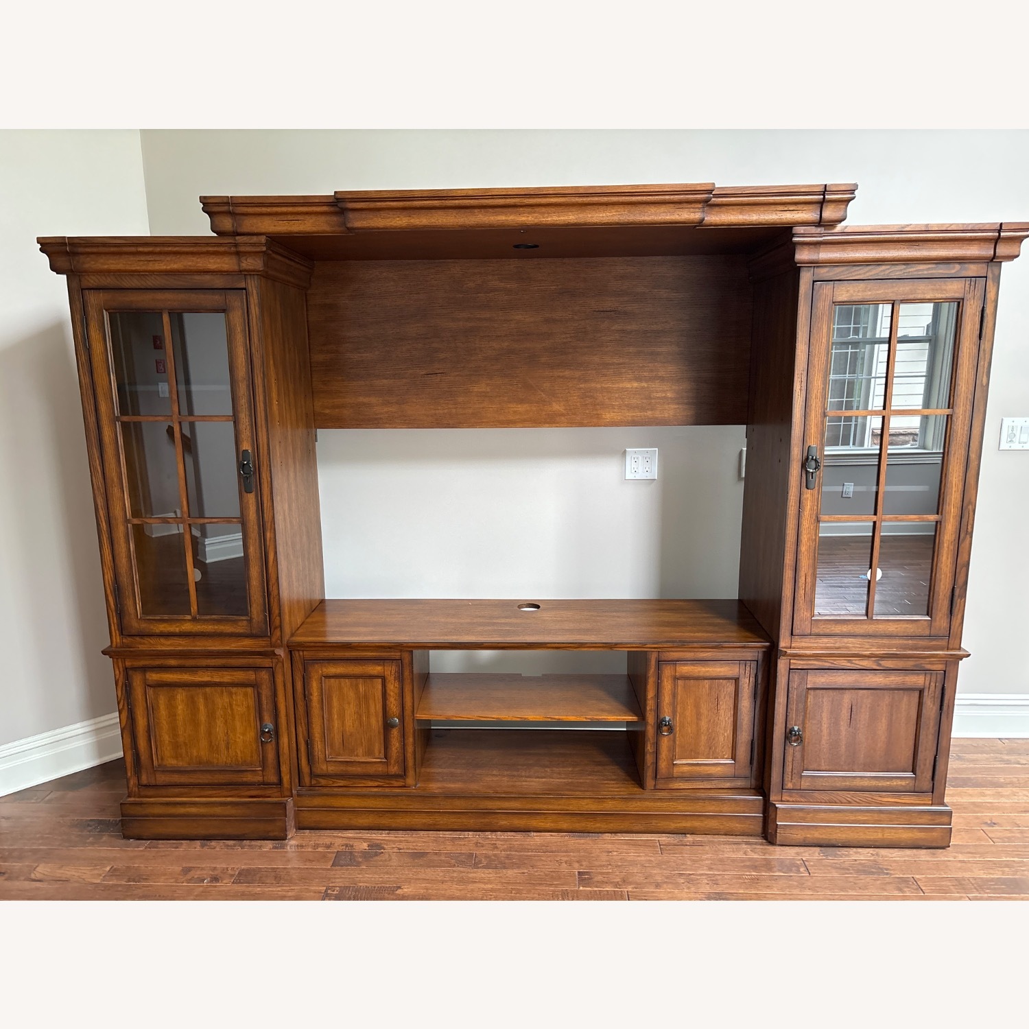 Vintage/Antique Dark Brown Wood Wall Unit - image-1