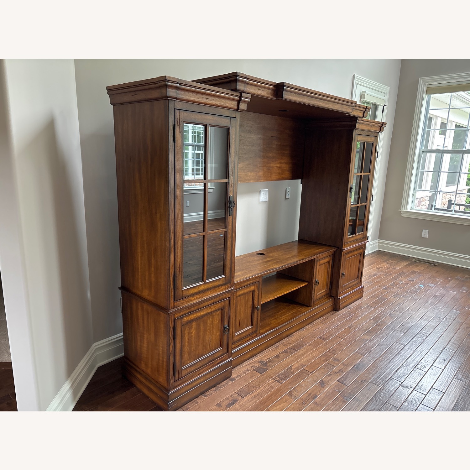 Vintage/Antique Dark Brown Wood Wall Unit - image-2
