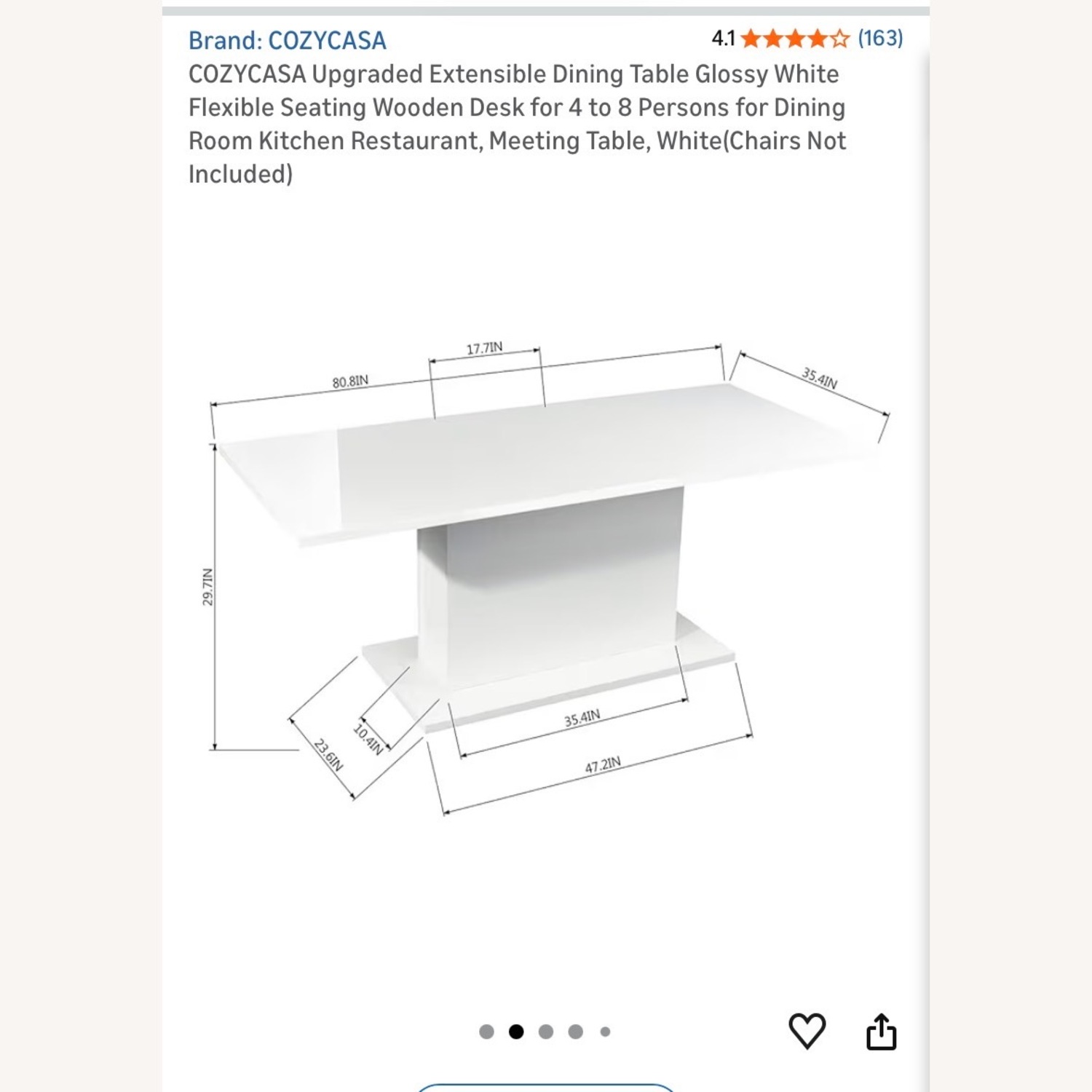 Glossy White Modern Dining Table - image-3