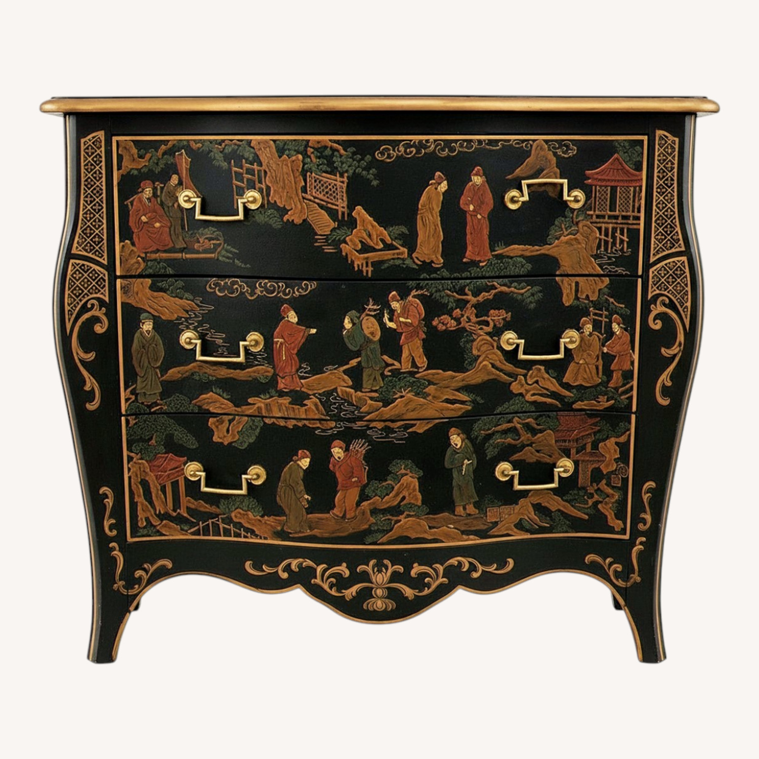 Drexel Chinoiserie Bombe Dresser - image-0