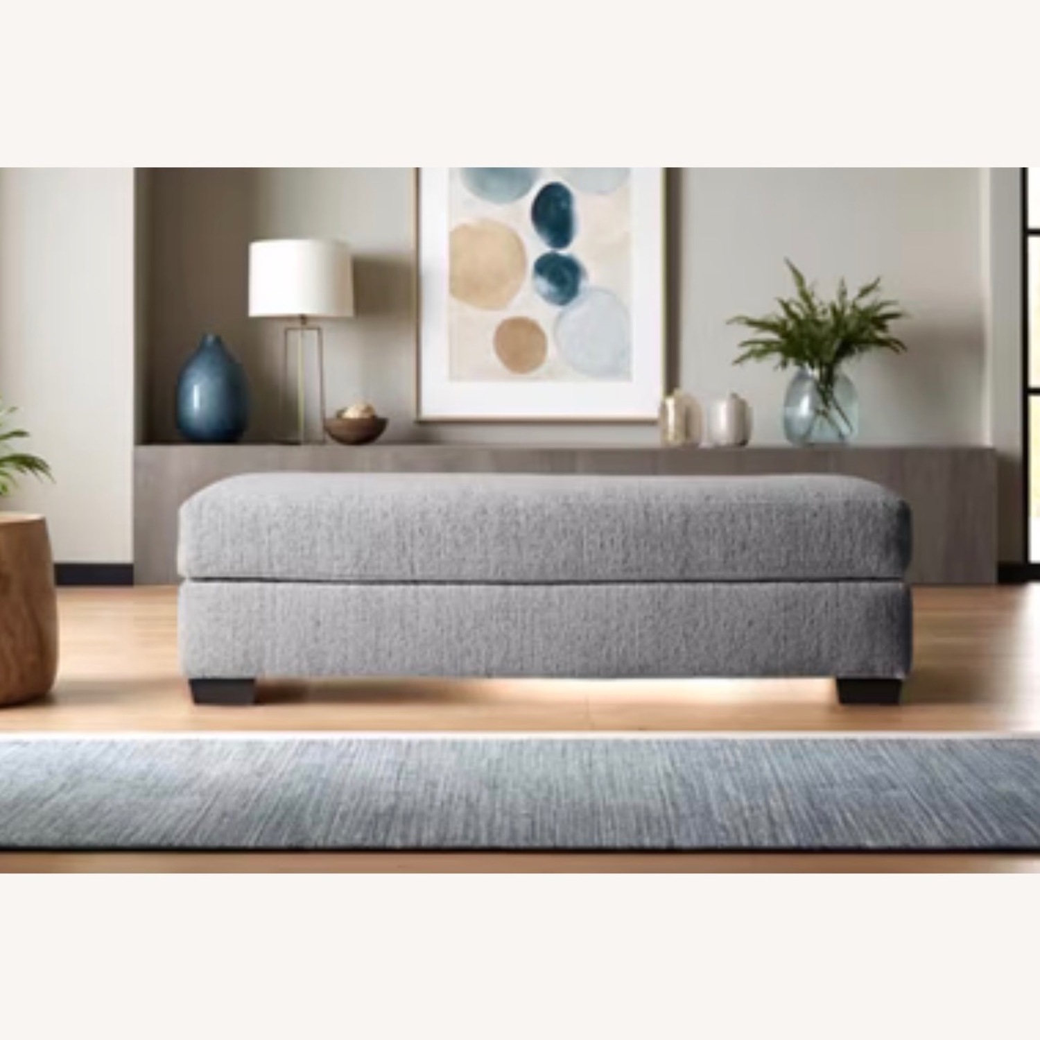 Jordan's Furniture Bkg Natural Fabric Ottoman - image-4