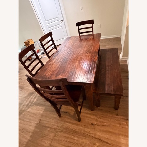 Used Modern Rustic Dark Brown Dining Set  for sale on AptDeco
