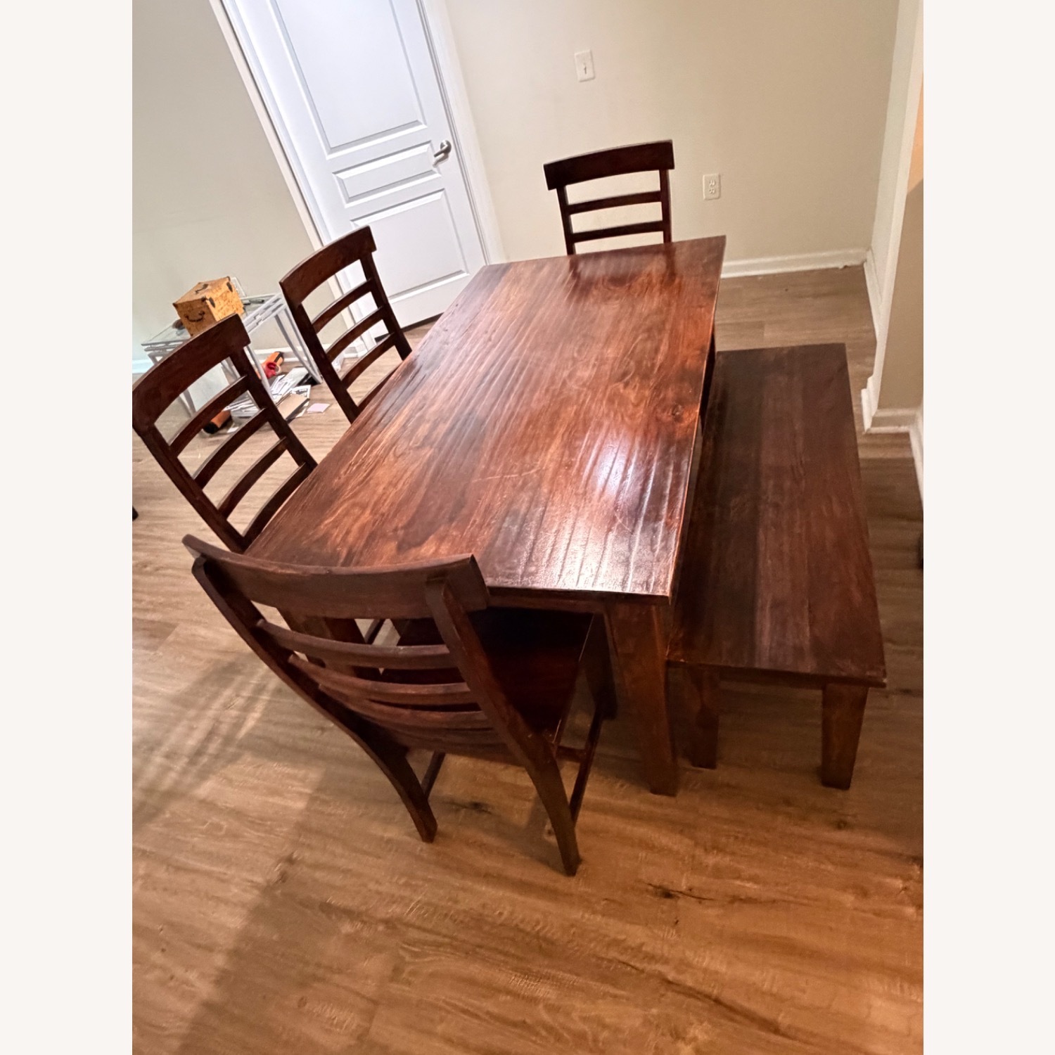 Modern Rustic Dark Brown Dining Set - image-5