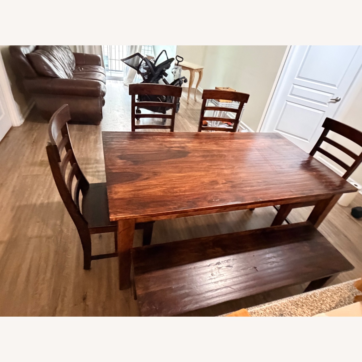 Modern Rustic Dark Brown Dining Set - image-2