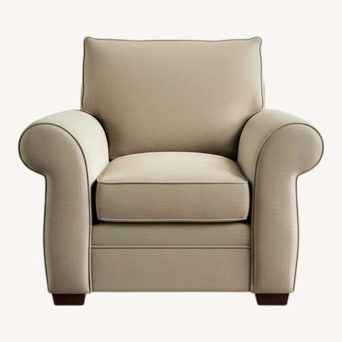 Used Pottery Barn Armchair Set + Ottoman in Suede  for sale on AptDeco