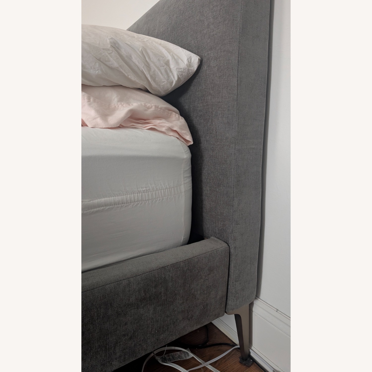 West Elm Andes Dark Gray Velvet Queen Bed - image-2