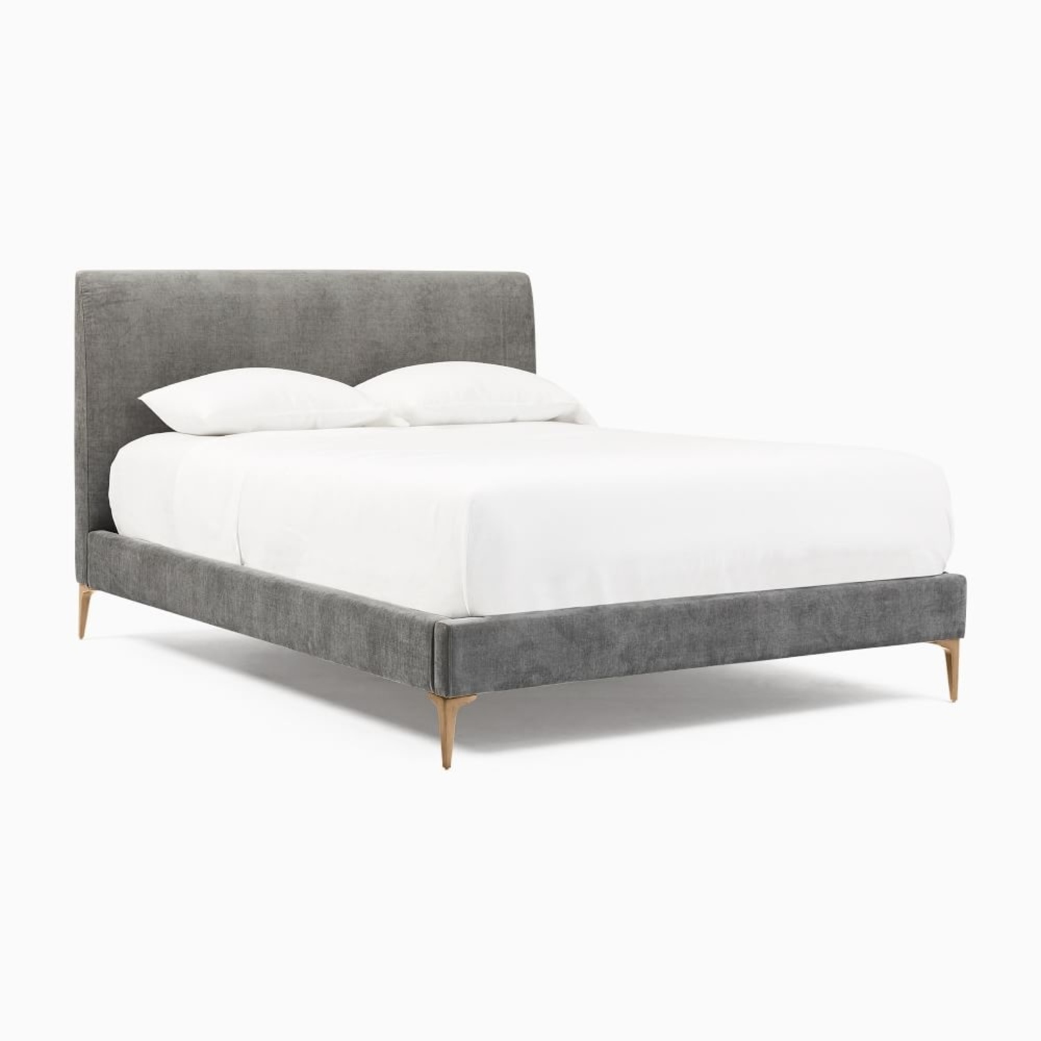 West Elm Andes Dark Gray Velvet Queen Bed - image-6
