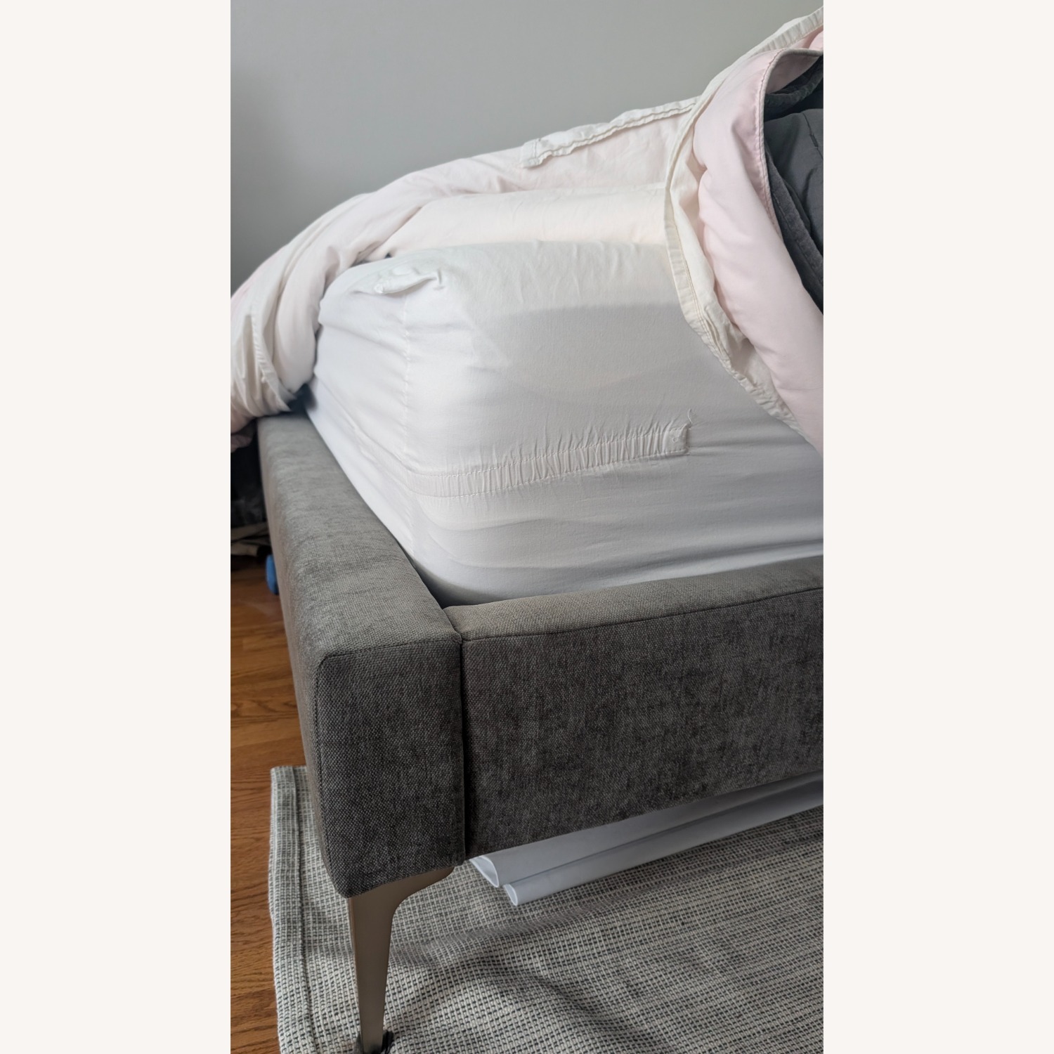 West Elm Andes Dark Gray Velvet Queen Bed - image-3