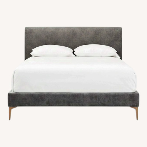 Used West Elm Andes Dark Gray Velvet Queen Bed for sale on AptDeco