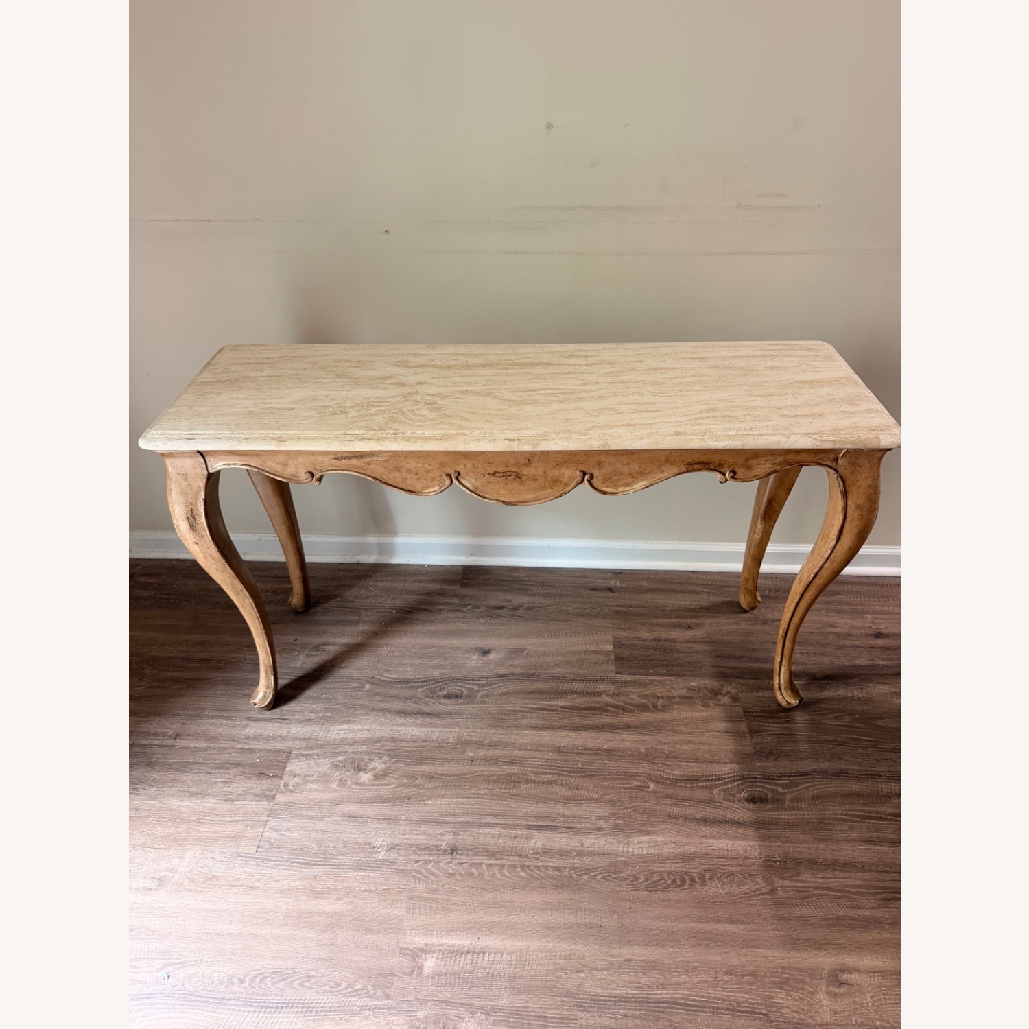French Country Marble Top Console /Sofa Table - image-1