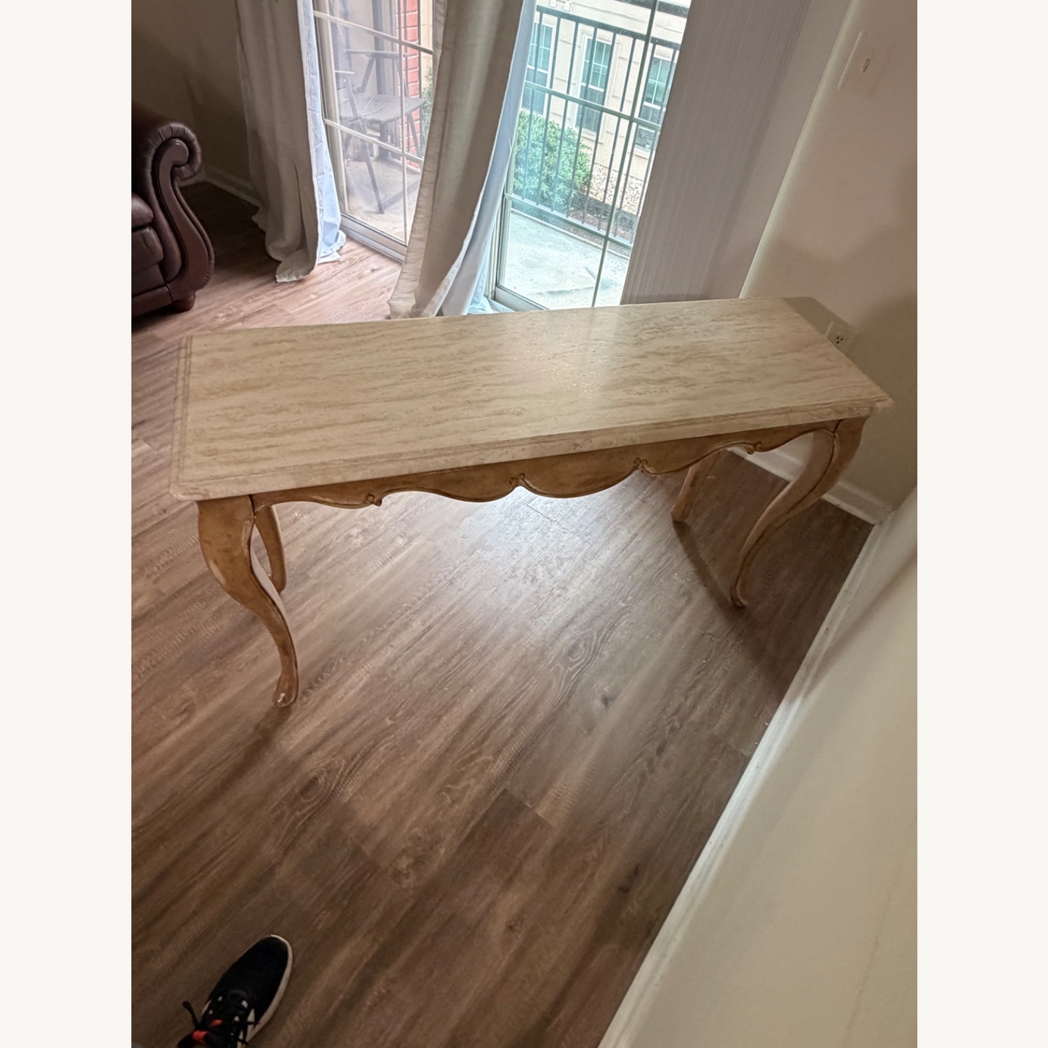 French Country Marble Top Console /Sofa Table - image-5