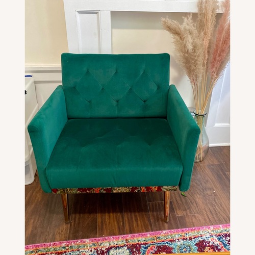 Used Wayfair Galston Green Velvet Accent Chair for sale on AptDeco