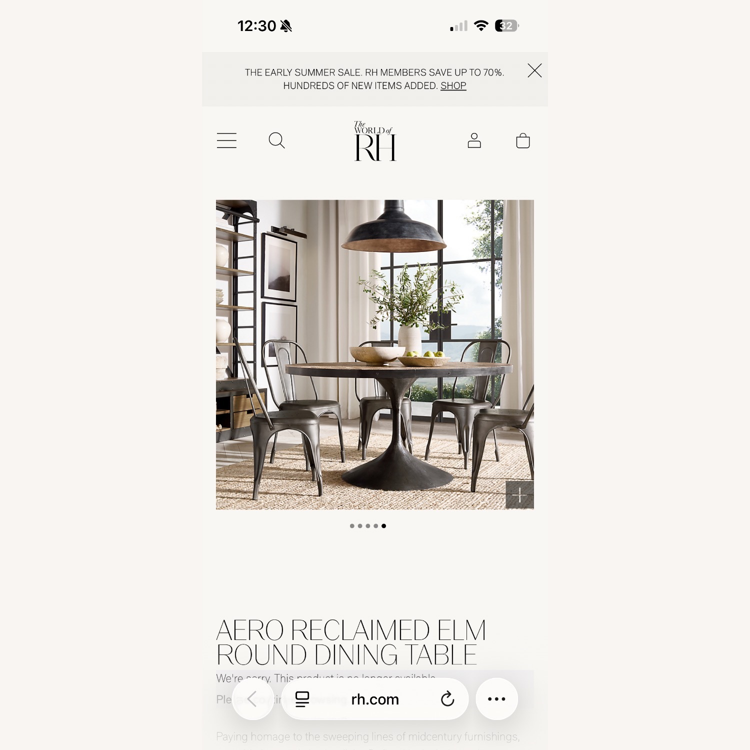 Restoration Hardware Dining Table 60 inch - image-5