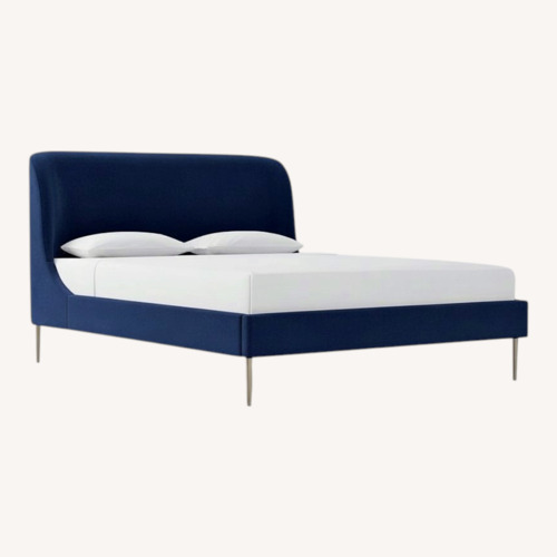 Used West Elm Blue Velvet Full Bedframe for sale on AptDeco