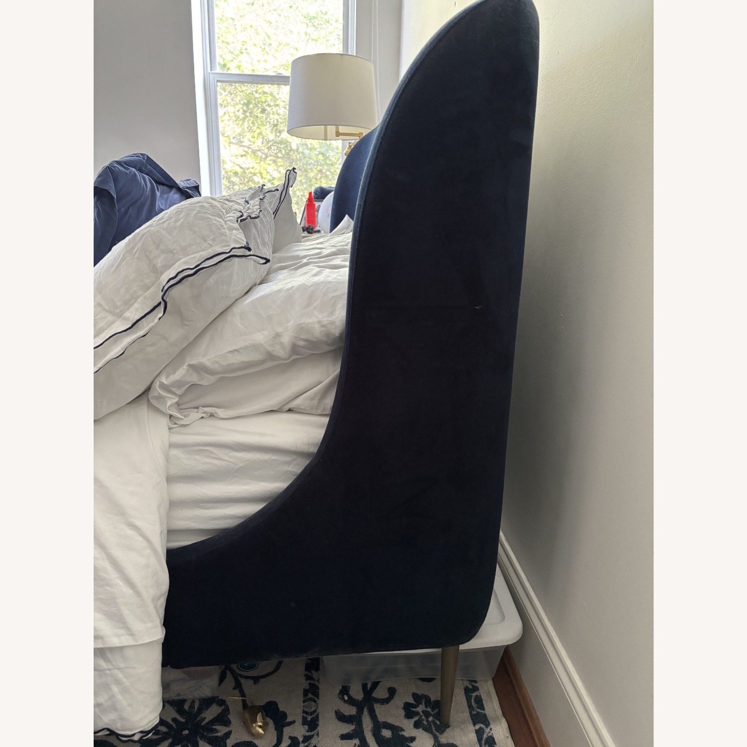 West Elm Blue Velvet Full Bedframe - image-6