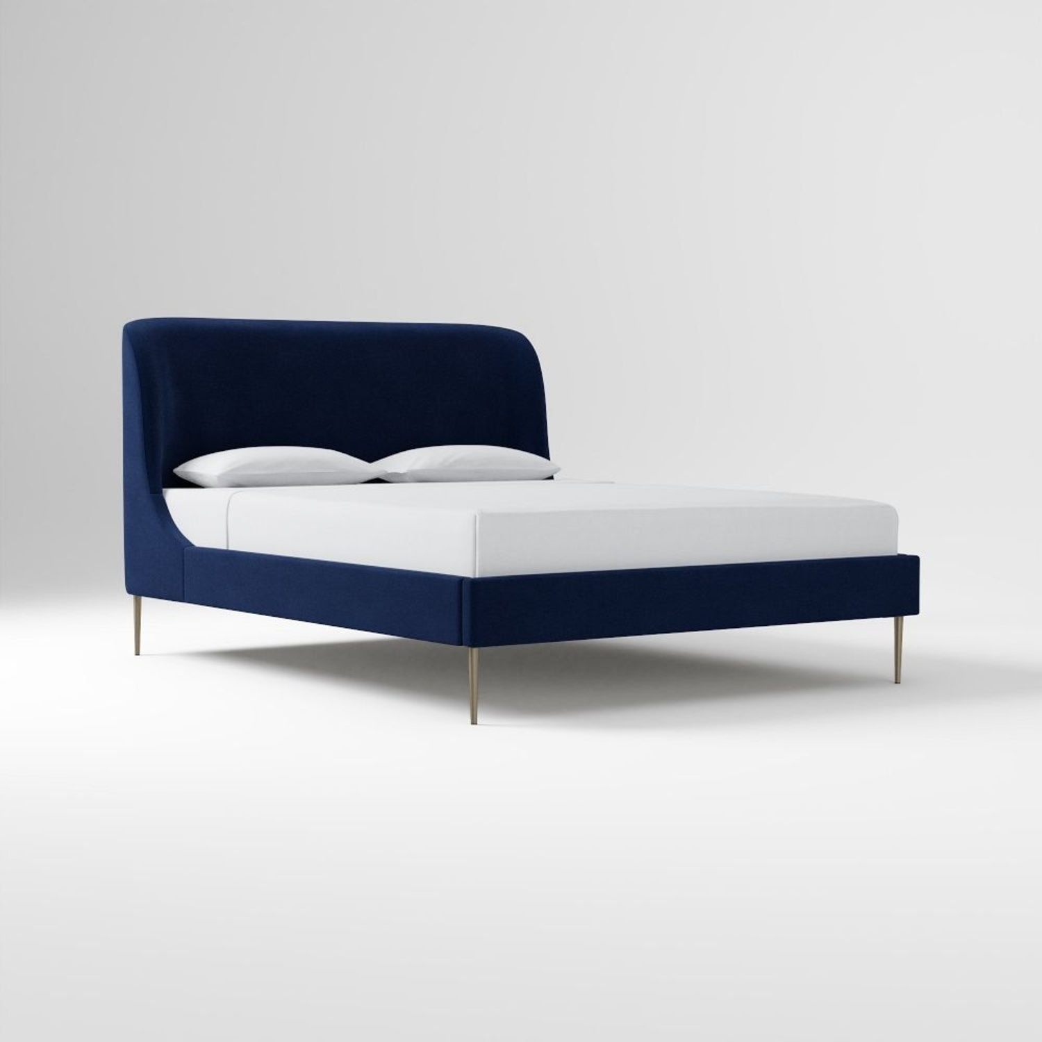 West Elm Blue Velvet Full Bedframe - image-7