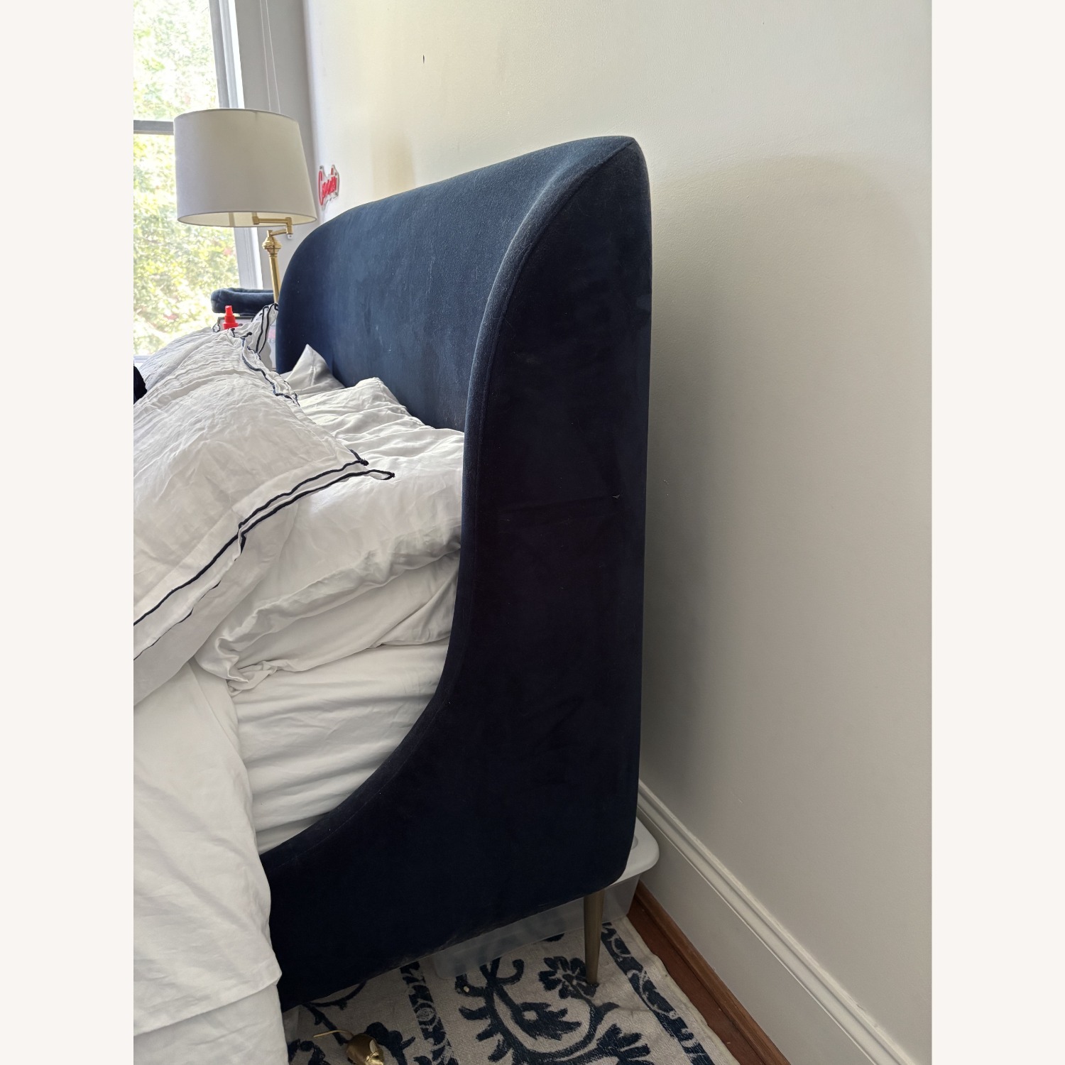 West Elm Blue Velvet Full Bedframe - image-2