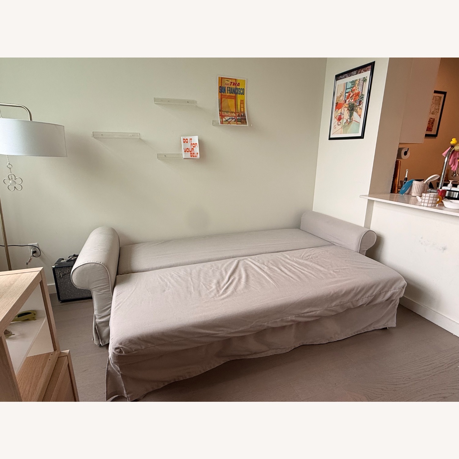 IKEA Natural Fabric Sleeper Sofa - image-7