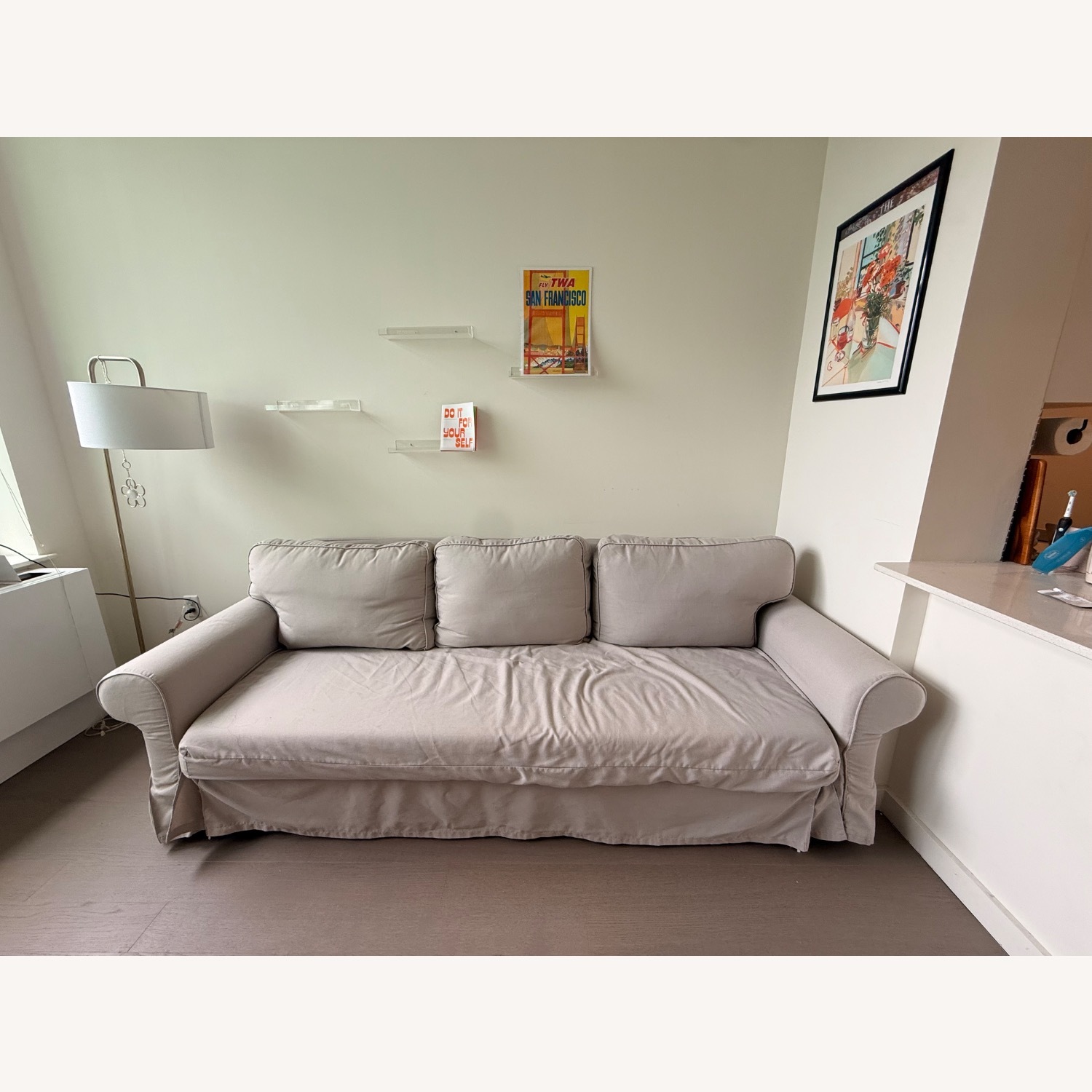IKEA Natural Fabric Sleeper Sofa - image-2