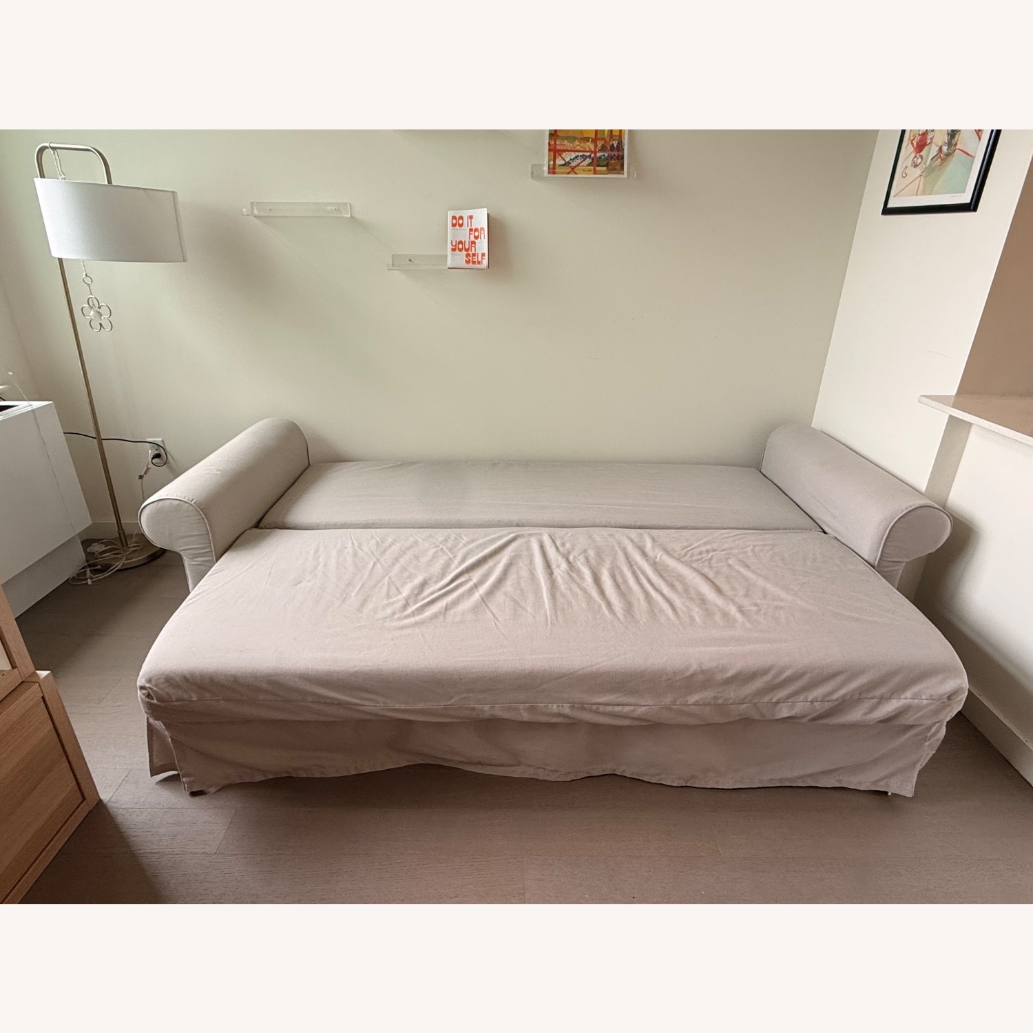 IKEA Natural Fabric Sleeper Sofa - image-6