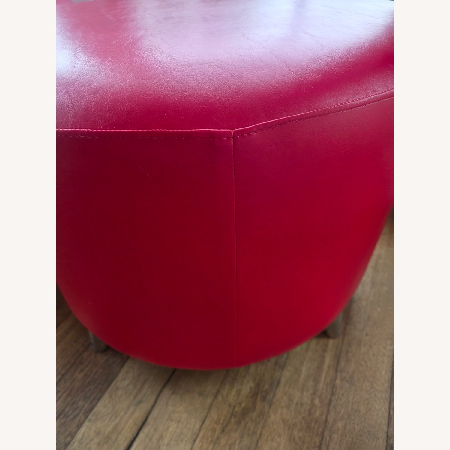 Red Grained Vinyl Ottoman - image-3