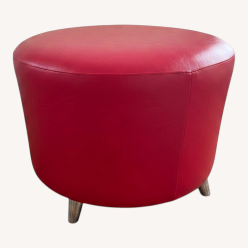 Used Red Grained Vinyl Ottoman for sale on AptDeco