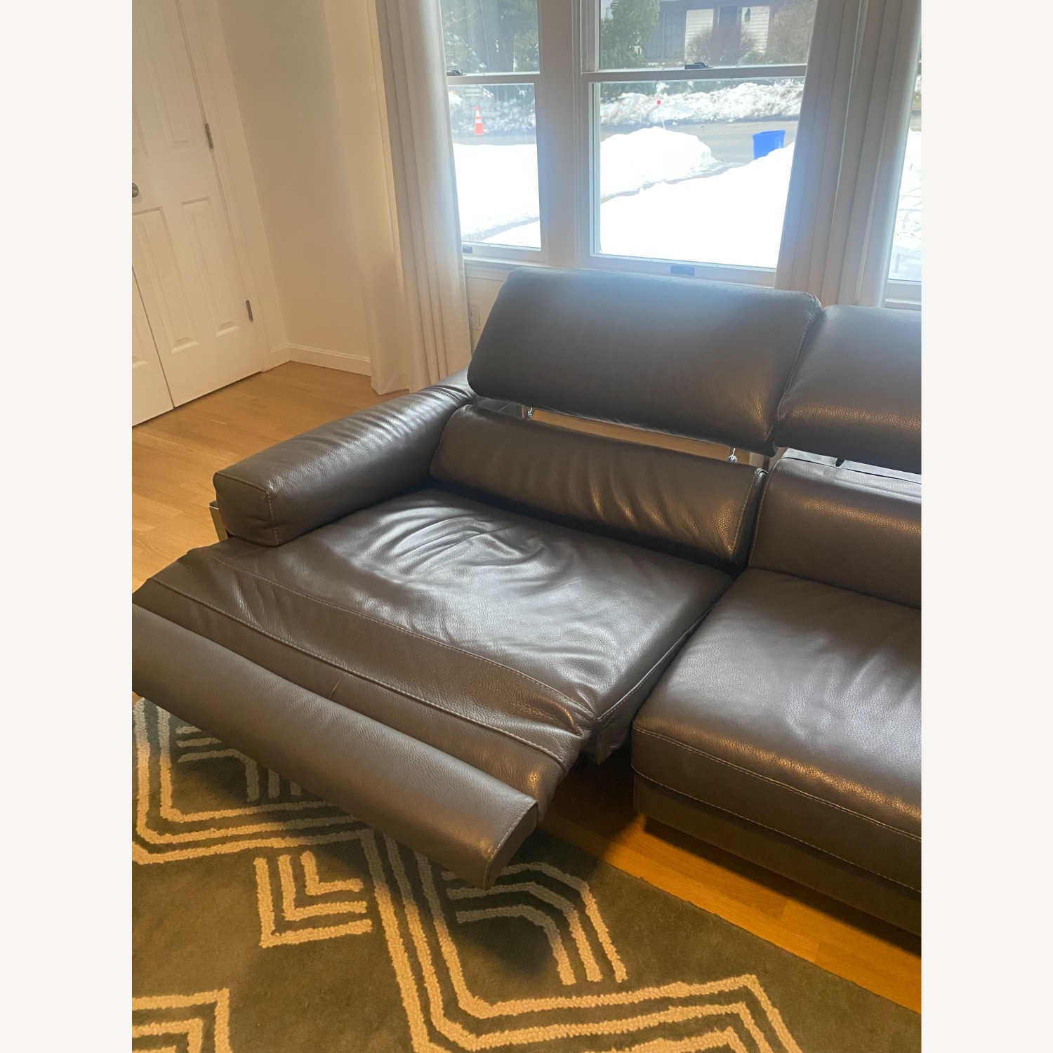 Natuzzi Dark Gray Leather 2 Piece Sectional - image-4