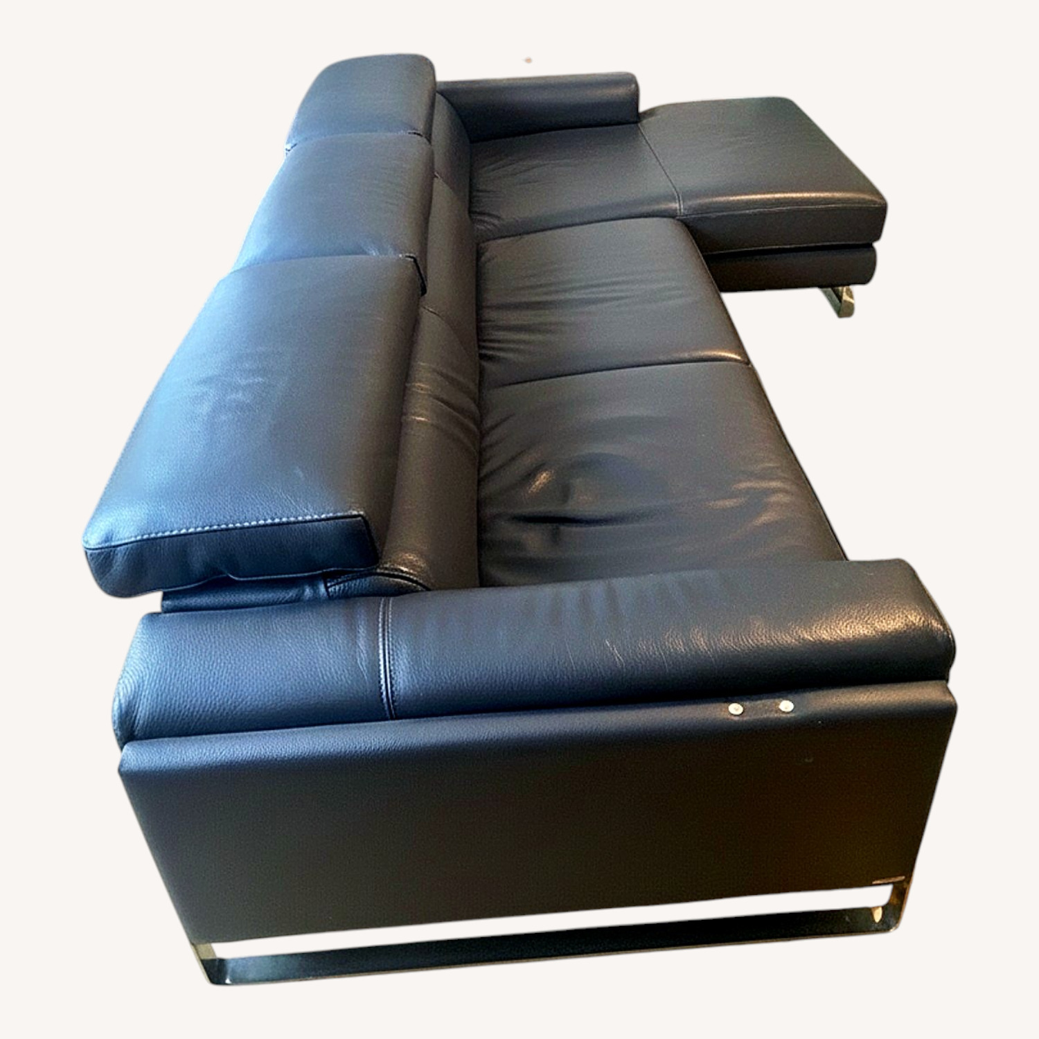 Natuzzi Dark Gray Leather 2 Piece Sectional - image-0