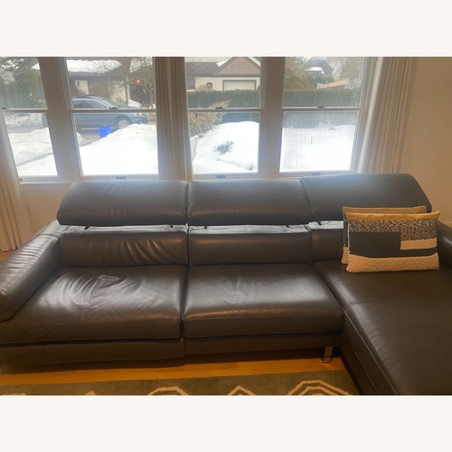 Used Natuzzi Dark Gray Leather 2 Piece Sectional for sale on AptDeco