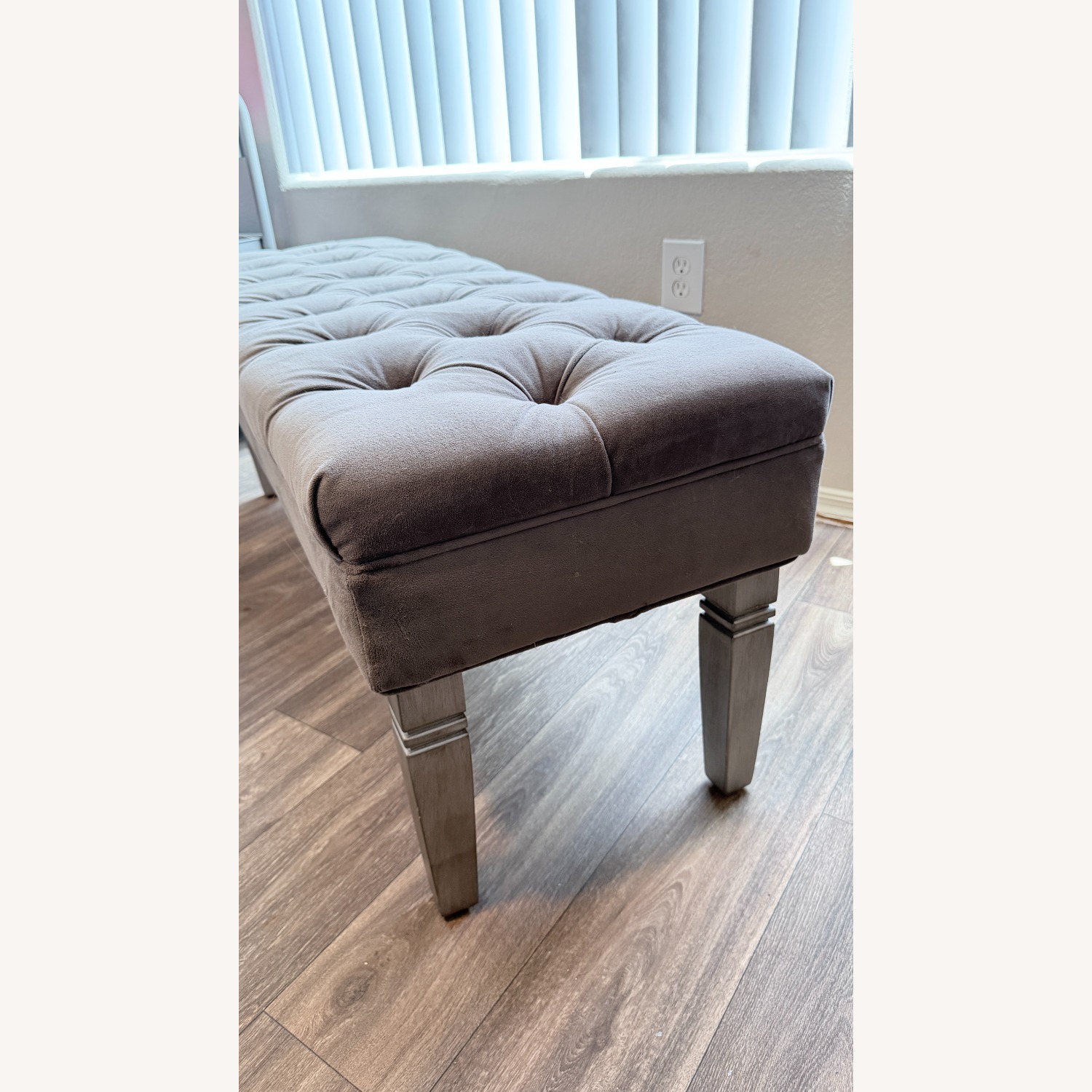 Pier 1 Imports Hayworth Light Gray Fabric Bench - image-5
