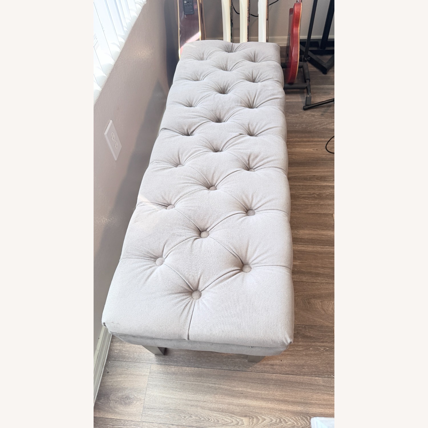 Pier 1 Imports Hayworth Light Gray Fabric Bench - image-7