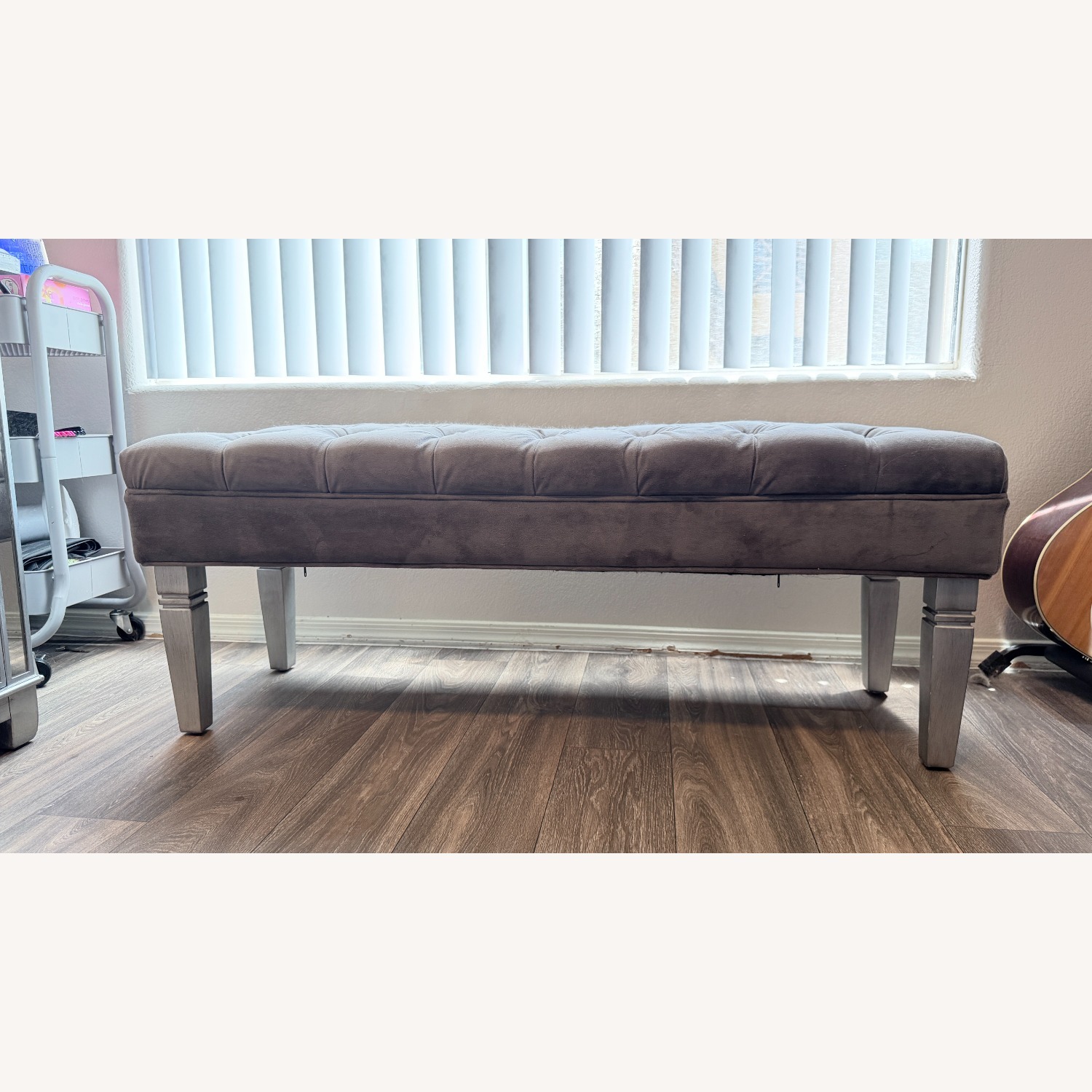 Pier 1 Imports Hayworth Light Gray Fabric Bench - image-3