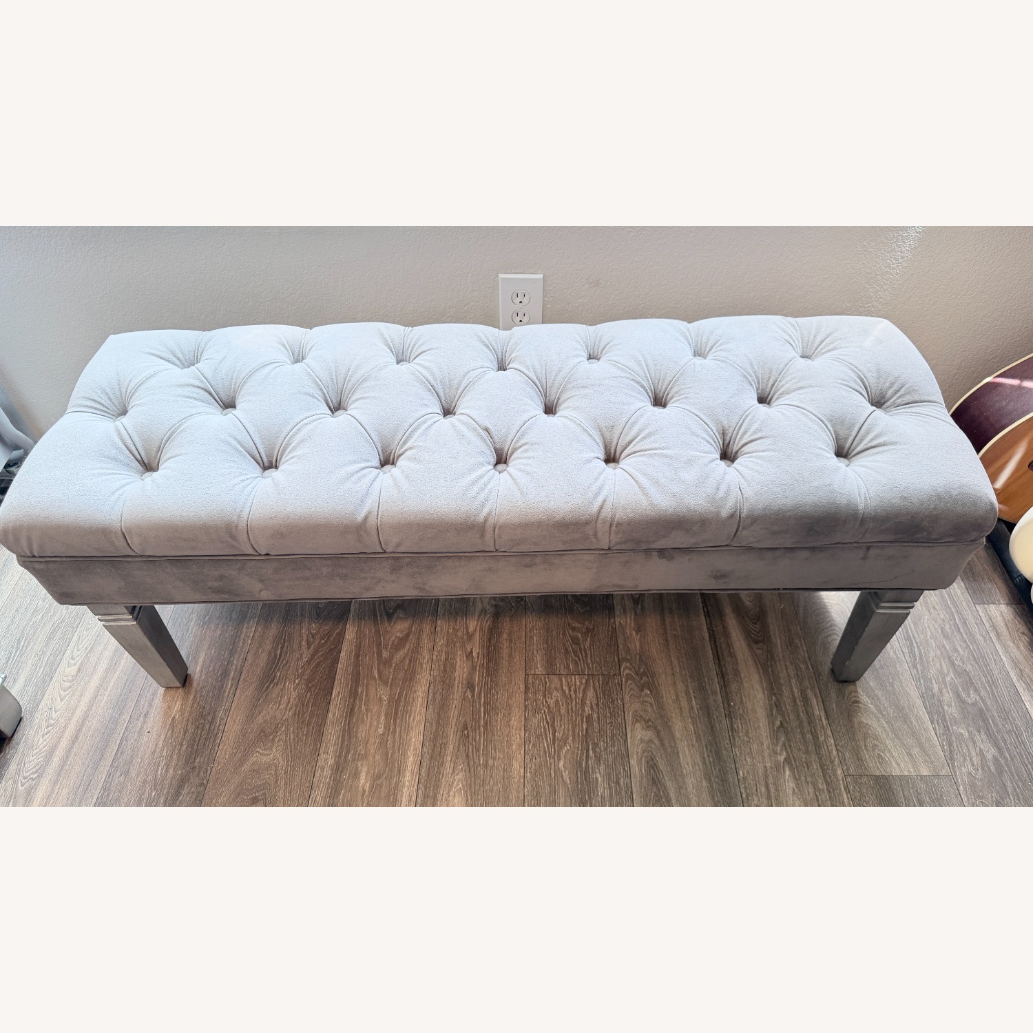 Pier 1 Imports Hayworth Light Gray Fabric Bench - image-6