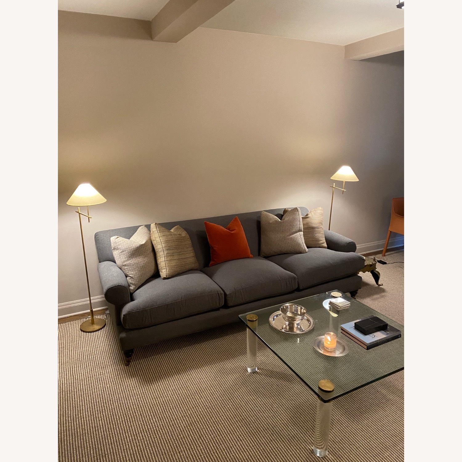 Anthropologie Willoughby Dark Gray Fabric 3+ Seater Sofa - image-3
