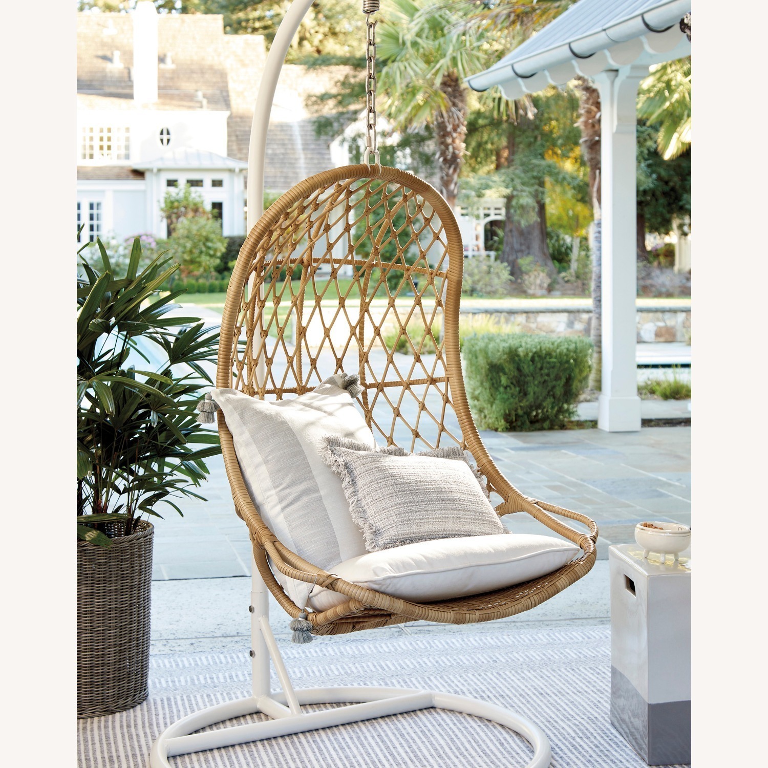 Serena & Lily Capitstrano Rattan Hanging Chair and Stand - image-4