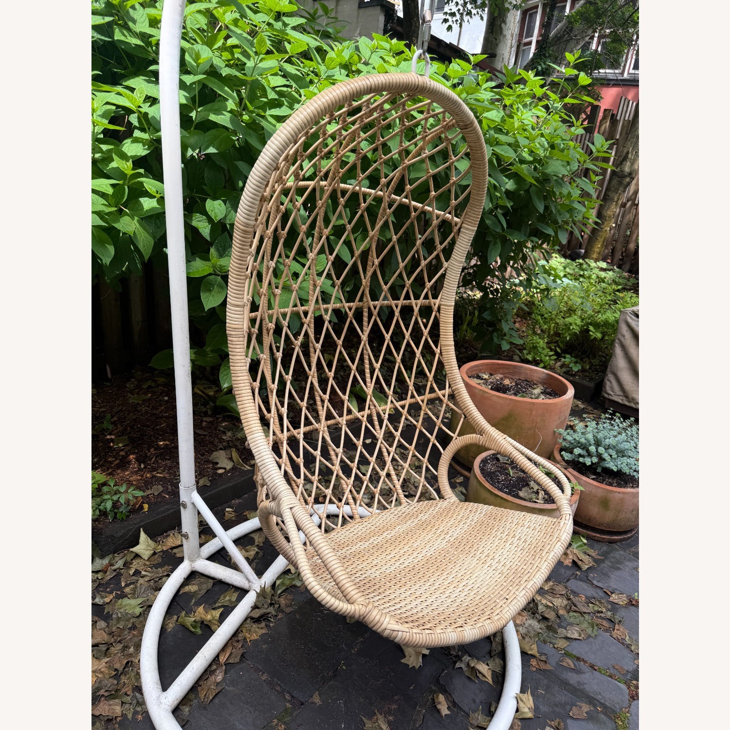 Serena & Lily Capitstrano Rattan Hanging Chair and Stand - image-1