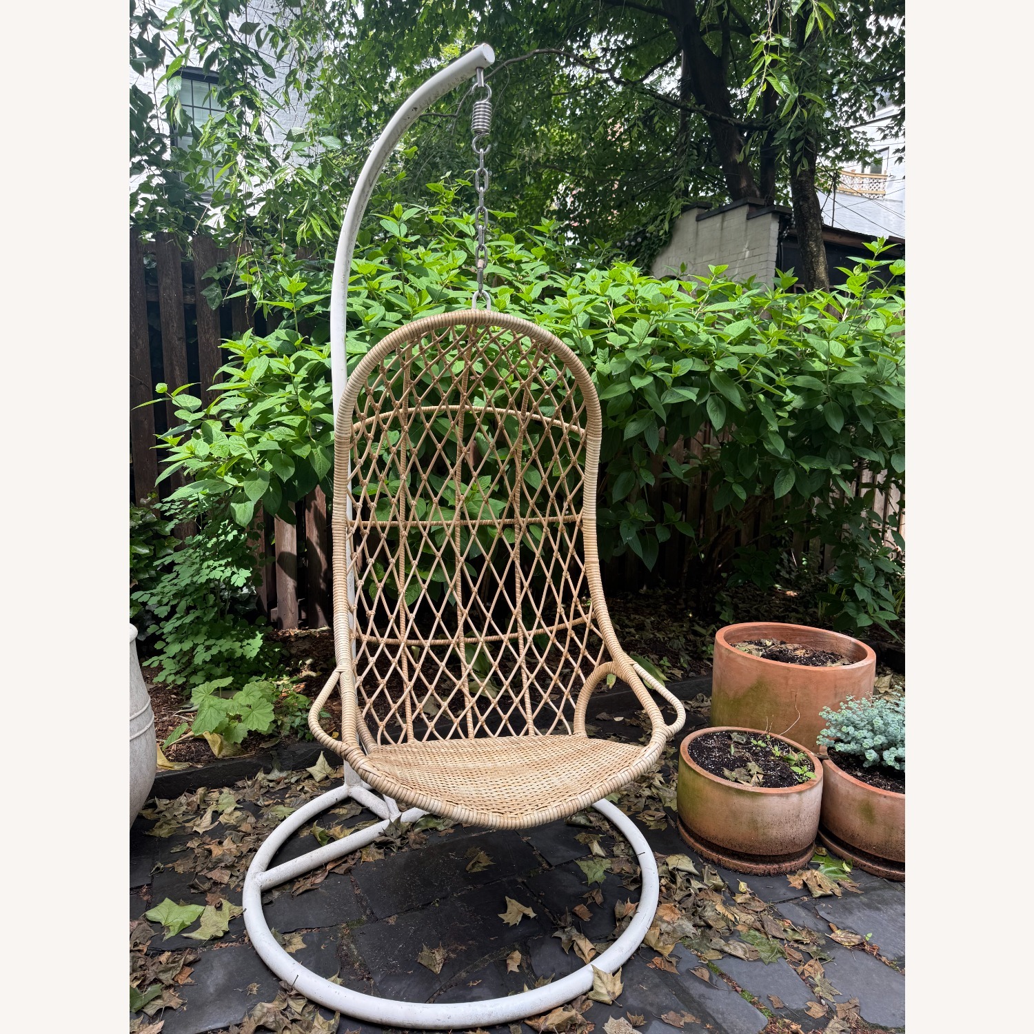 Serena & Lily Capitstrano Rattan Hanging Chair and Stand - image-2