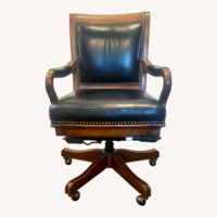 Elegant Vintage Wood Leather Swivel Office Chair