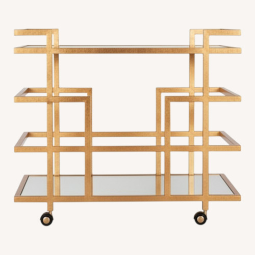 Used Luxury Designer Gold Metal Bar Cart for sale on AptDeco