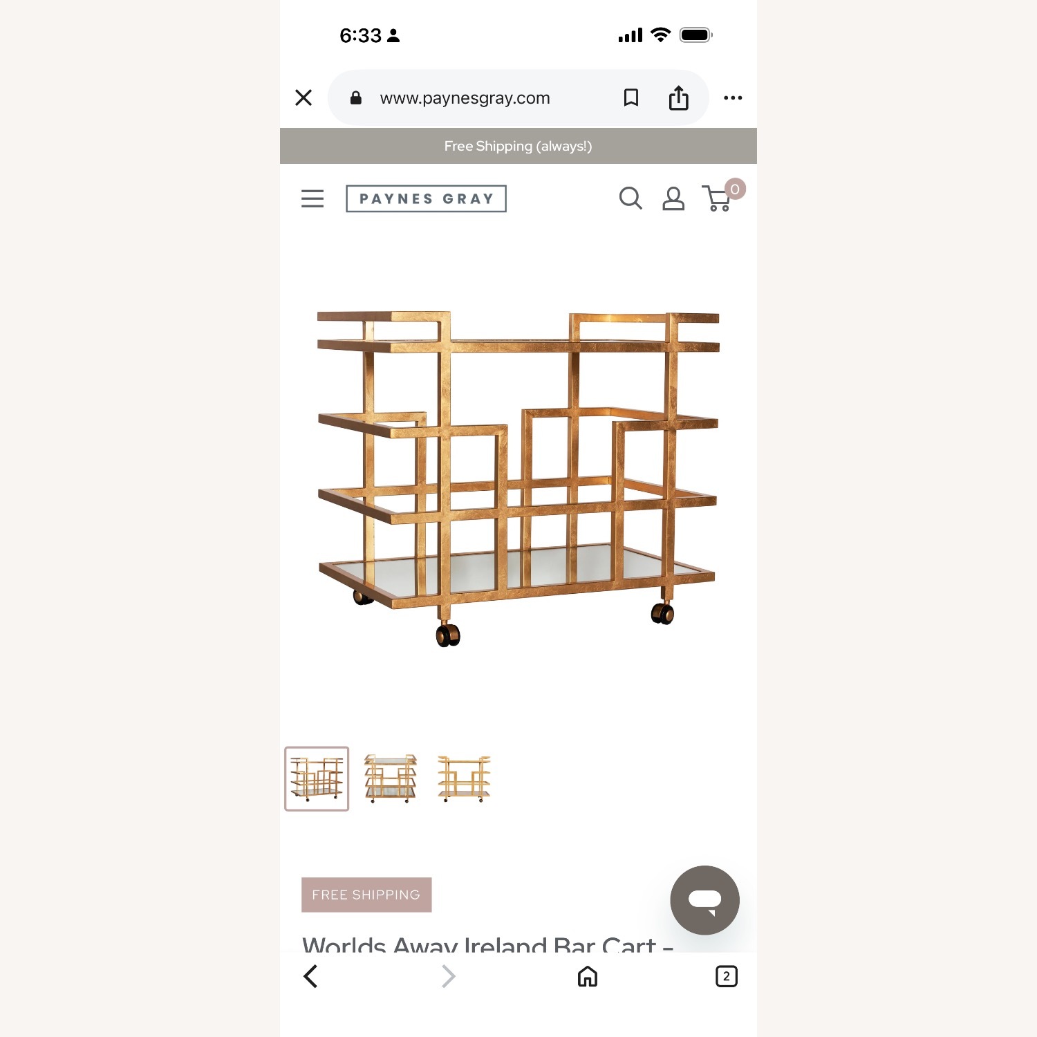 Luxury Designer Gold Metal Bar Cart - image-8