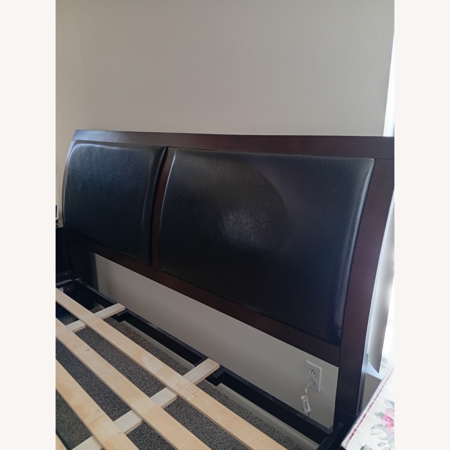 Dark Brown Wooden Sleigh Bed - image-4