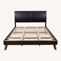 Dark Brown Wooden Sleigh Bed