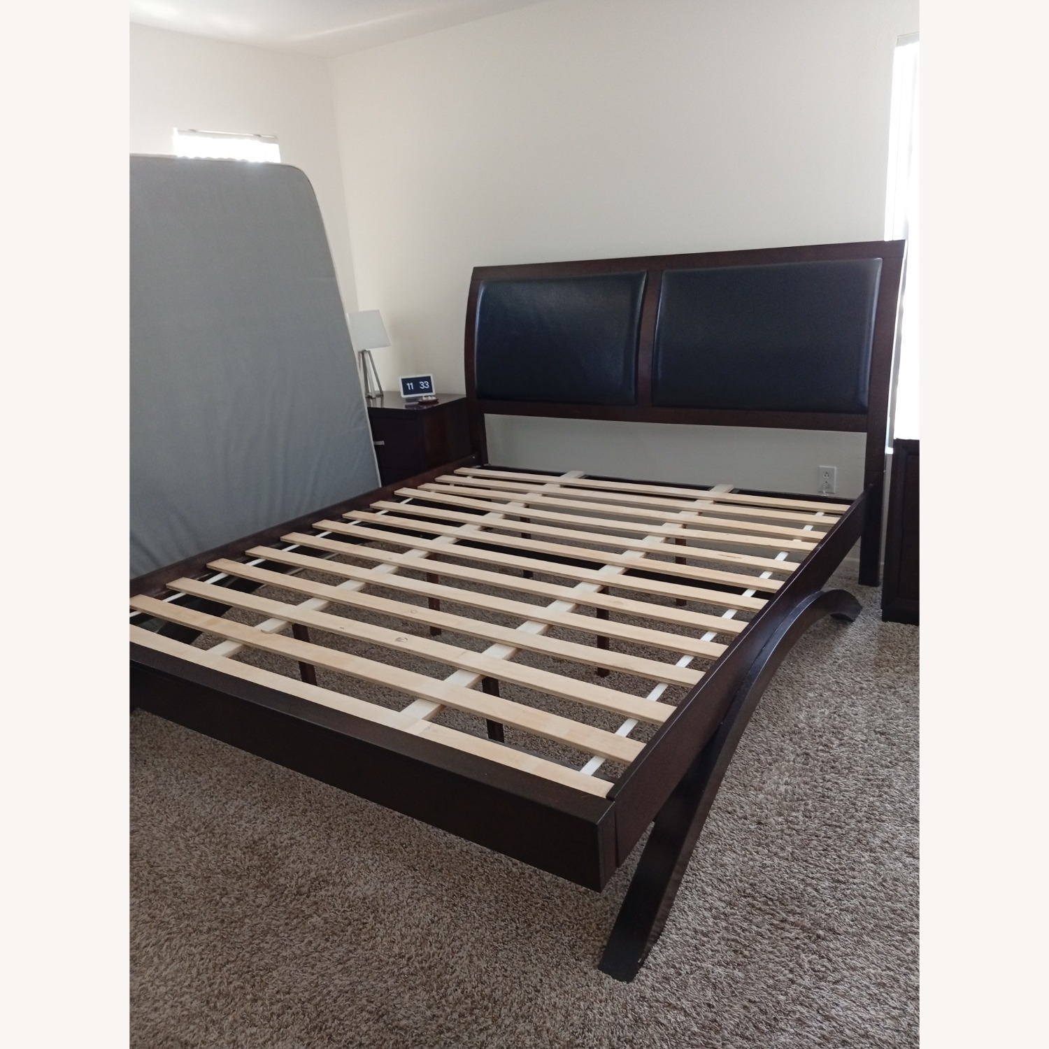 Dark Brown Wooden Sleigh Bed - image-3