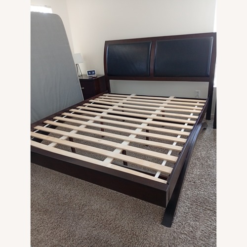 Used Dark Brown Wooden Sleigh Bed for sale on AptDeco