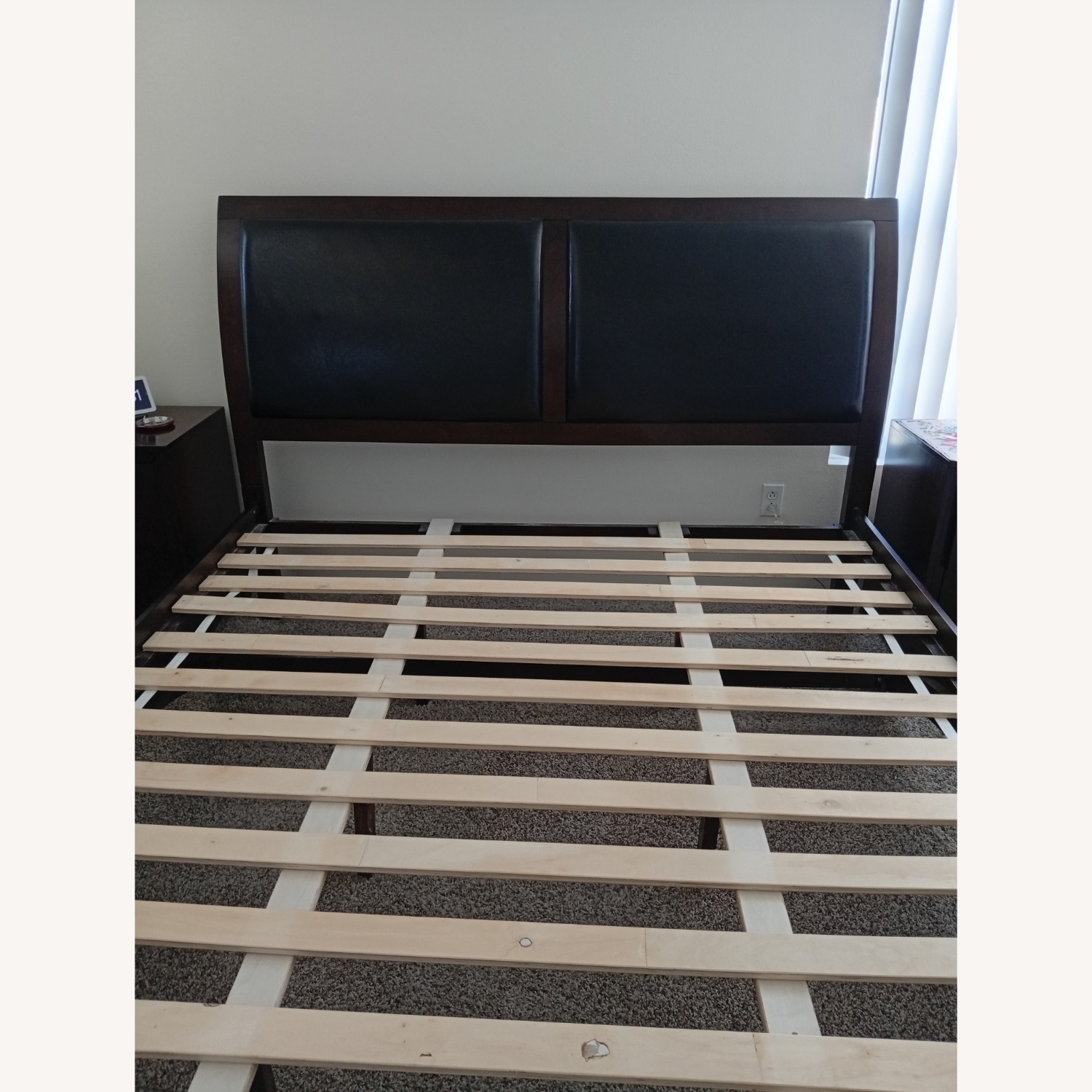 Dark Brown Wooden Sleigh Bed - image-2